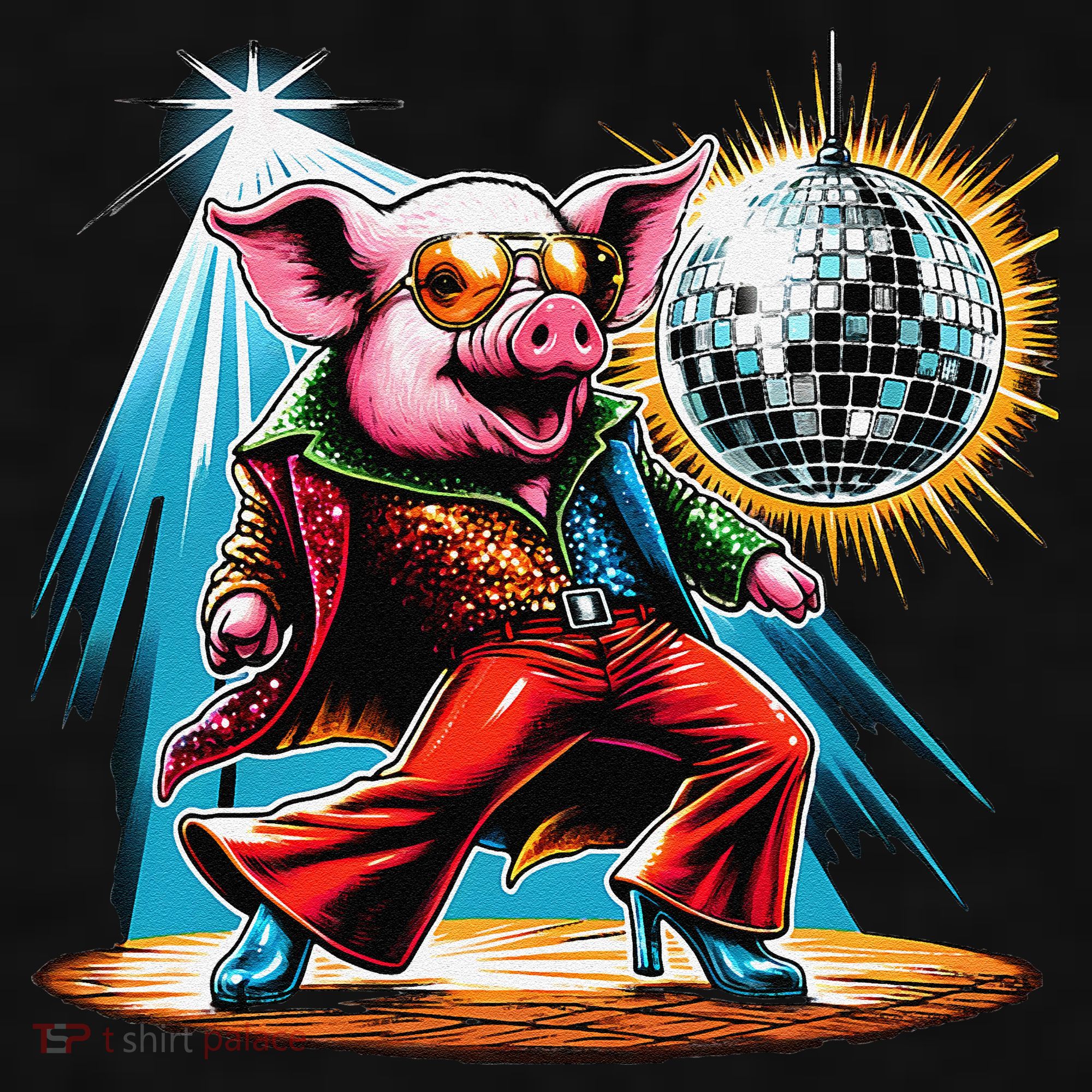 Dancer Pig Dancing Disco Ladies PosiCharge Tri-Blend Wicking Tank