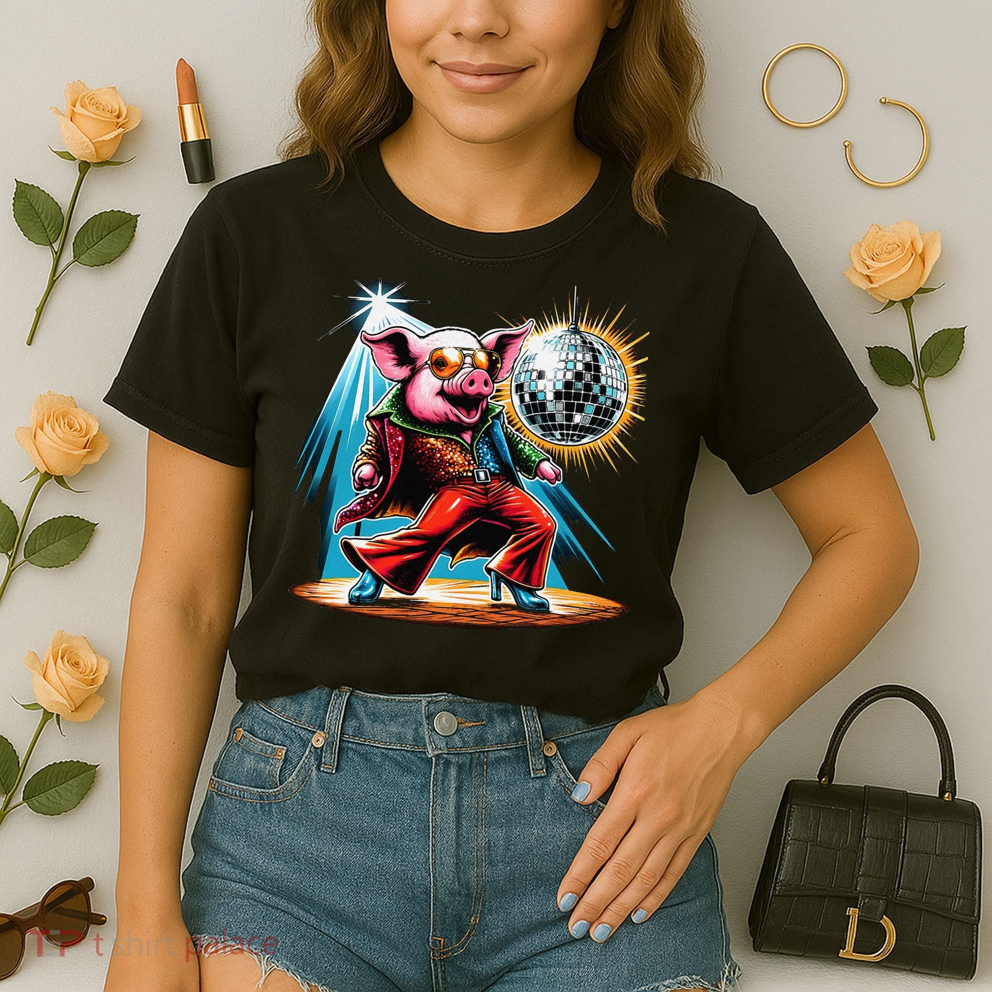 Dancer Pig Dancing Disco Comfort Colors Boxy T-Shirt