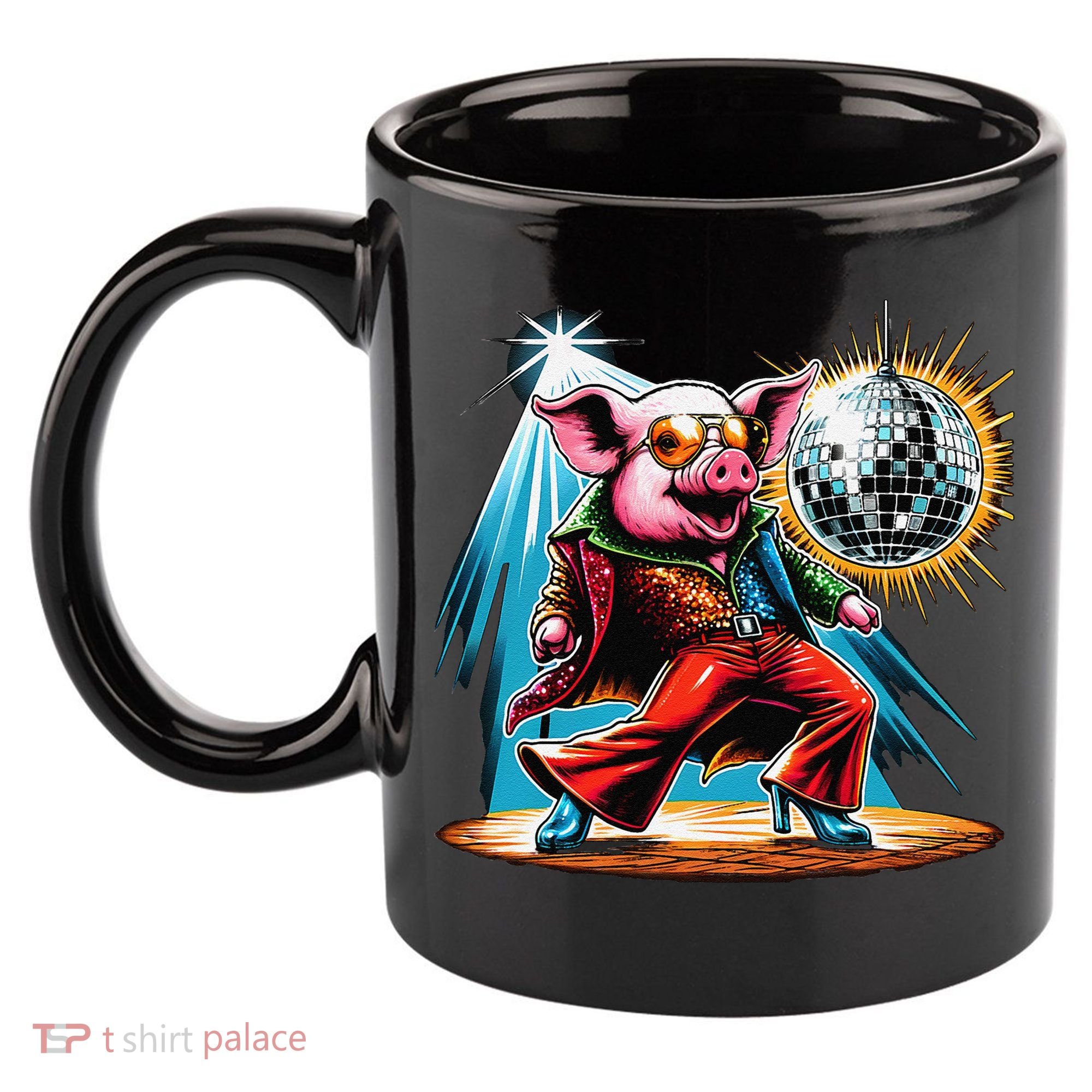 Dancer Pig Dancing Disco 11oz C Handle Ceramic Mug
