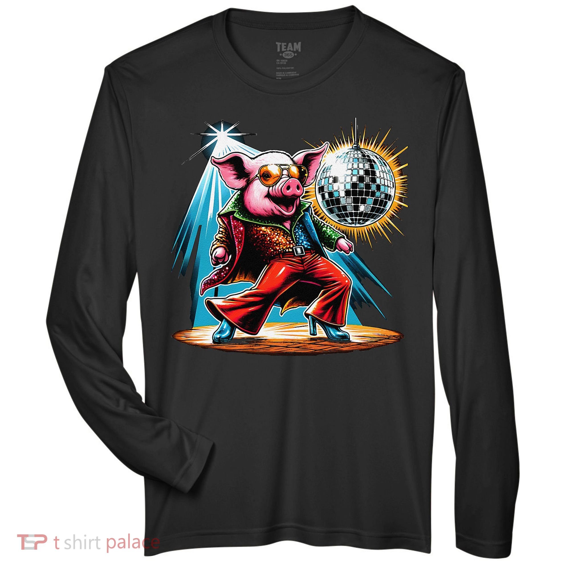 Dancer Pig Dancing Disco Zone Performance Long-Sleeve T-Shirt