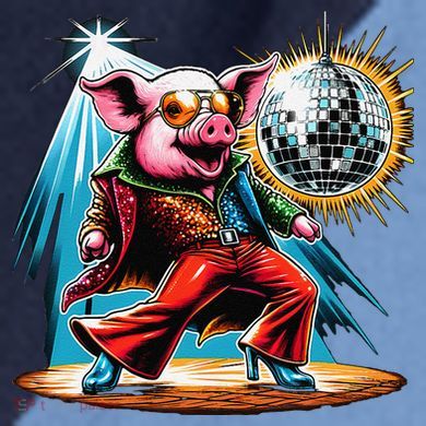 Dancer Pig Dancing Disco Raglan Baseball Sleeve Shirt