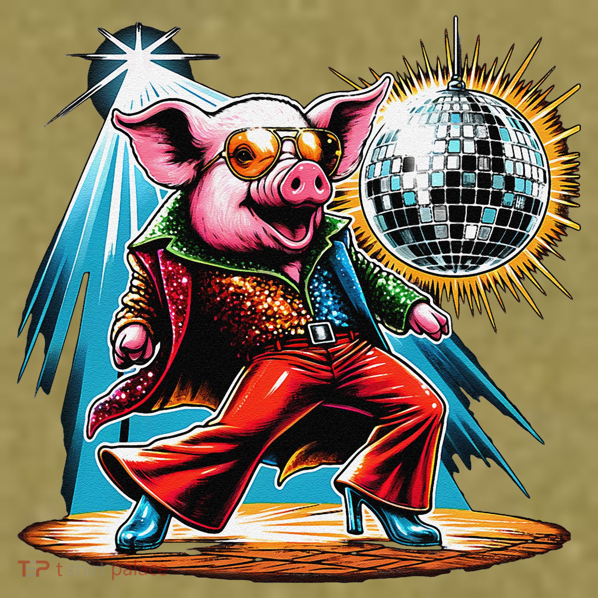 Dancer Pig Dancing Disco Garment-Dyed Women's Muscle Tee