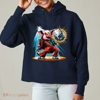 Dancer Pig Dancing Disco Ladies Heavyweight Boxy Pullover Hoodie thumb 0