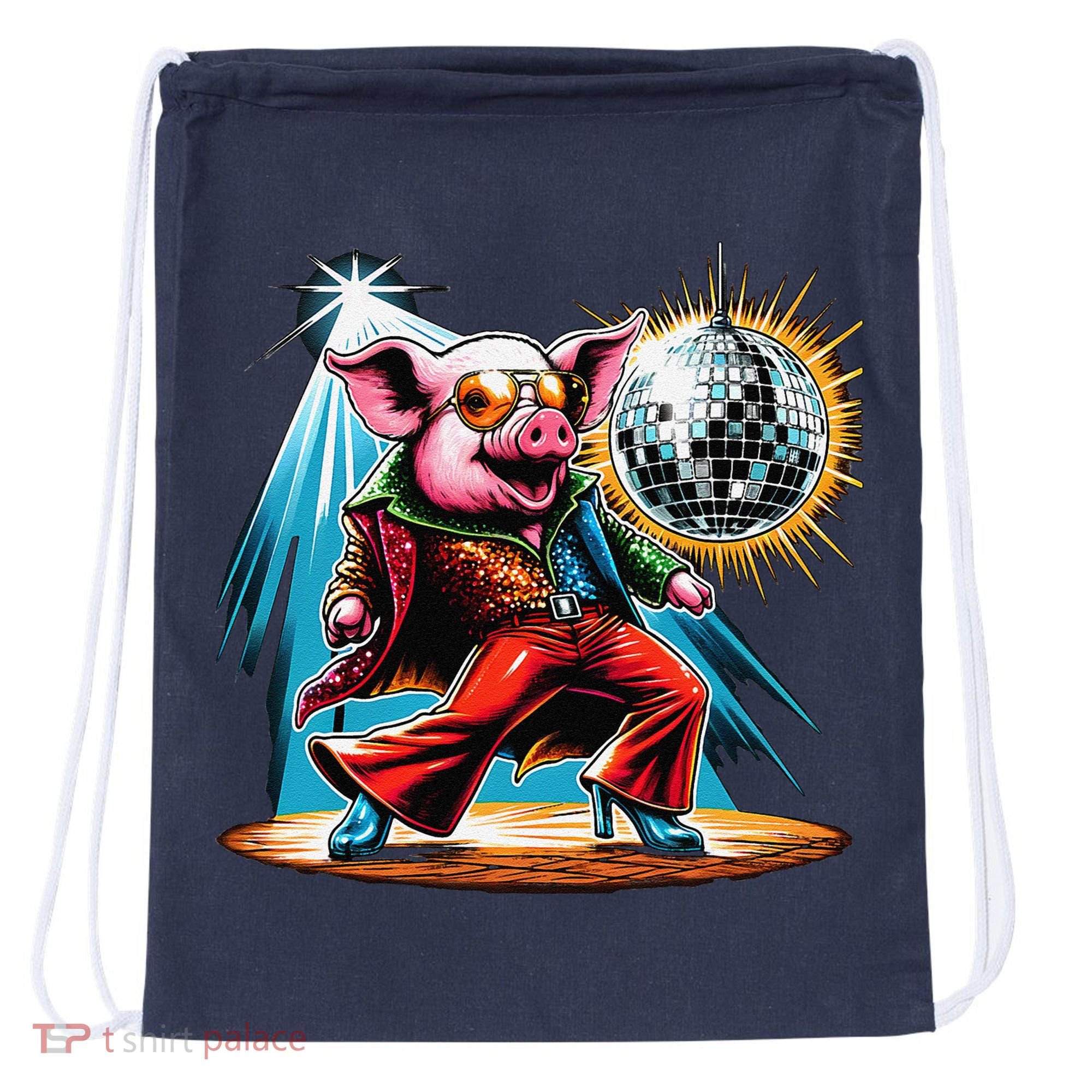 Dancer Pig Dancing Disco Drawstring Bag
