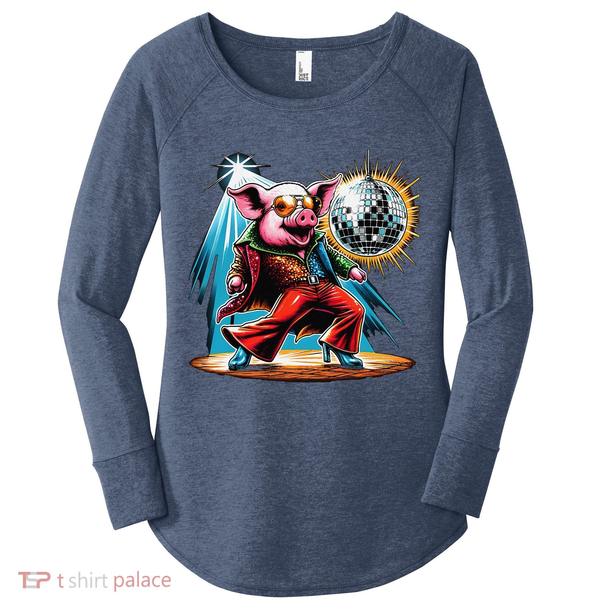 Dancer Pig Dancing Disco Women's Perfect Tri Tunic Long Sleeve Shirt