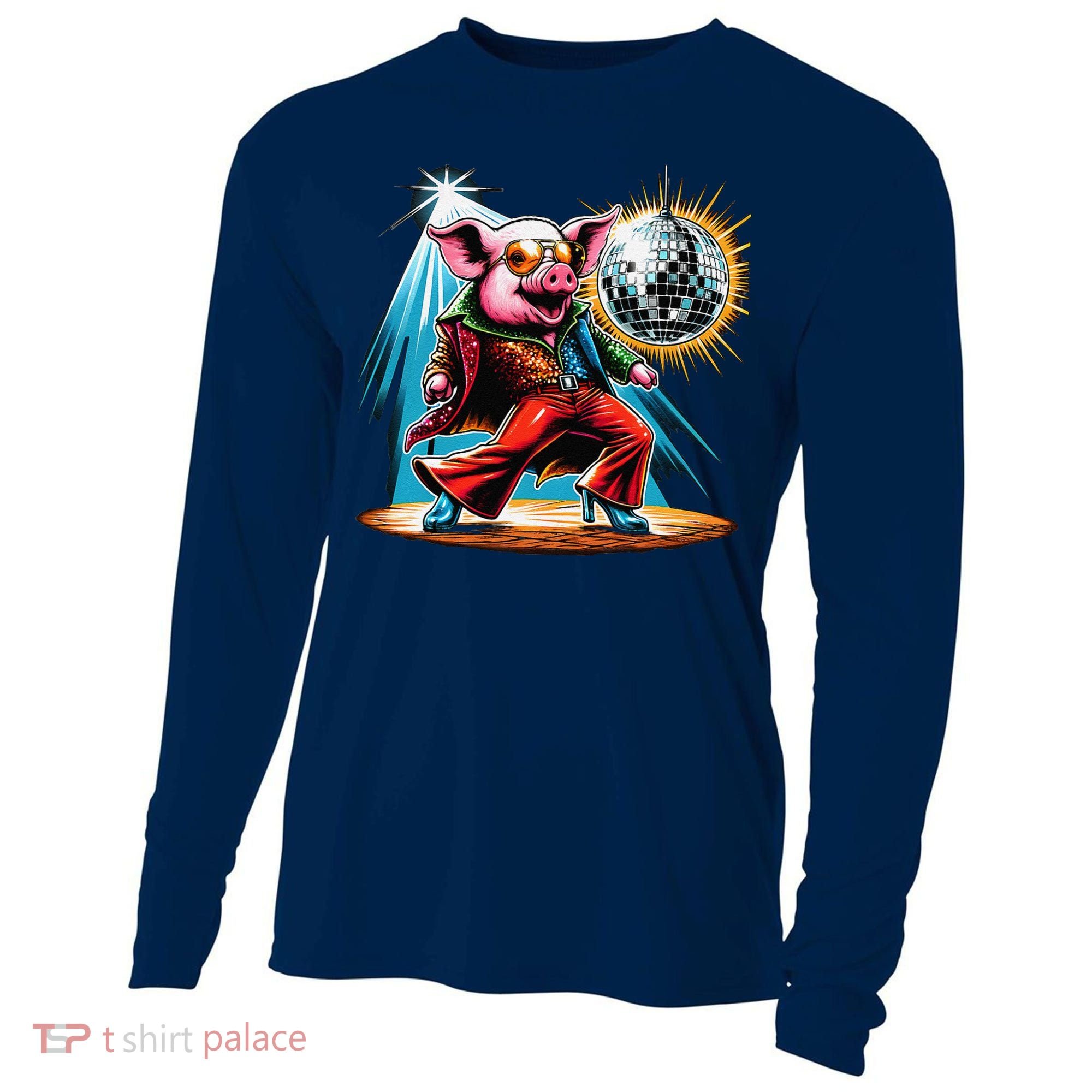 Dancer Pig Dancing Disco Cooling Performance Long Sleeve Crew