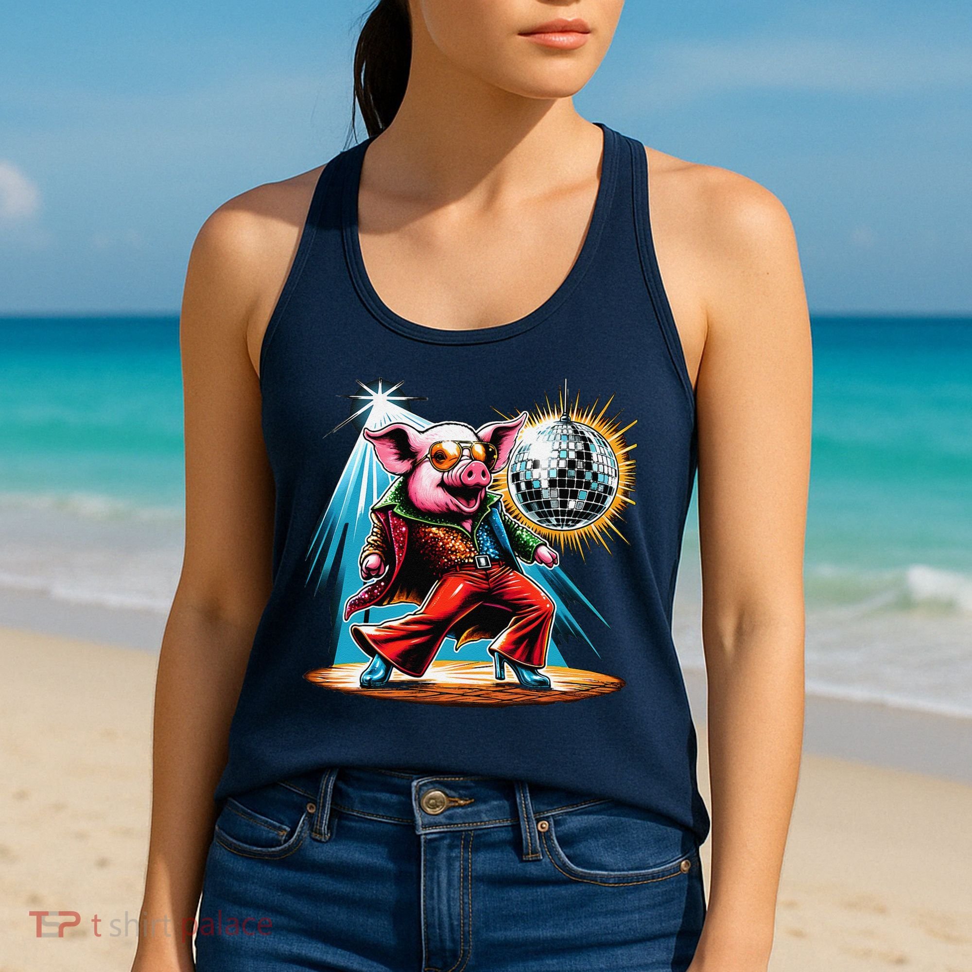 Dancer Pig Dancing Disco Women's Tank Top
