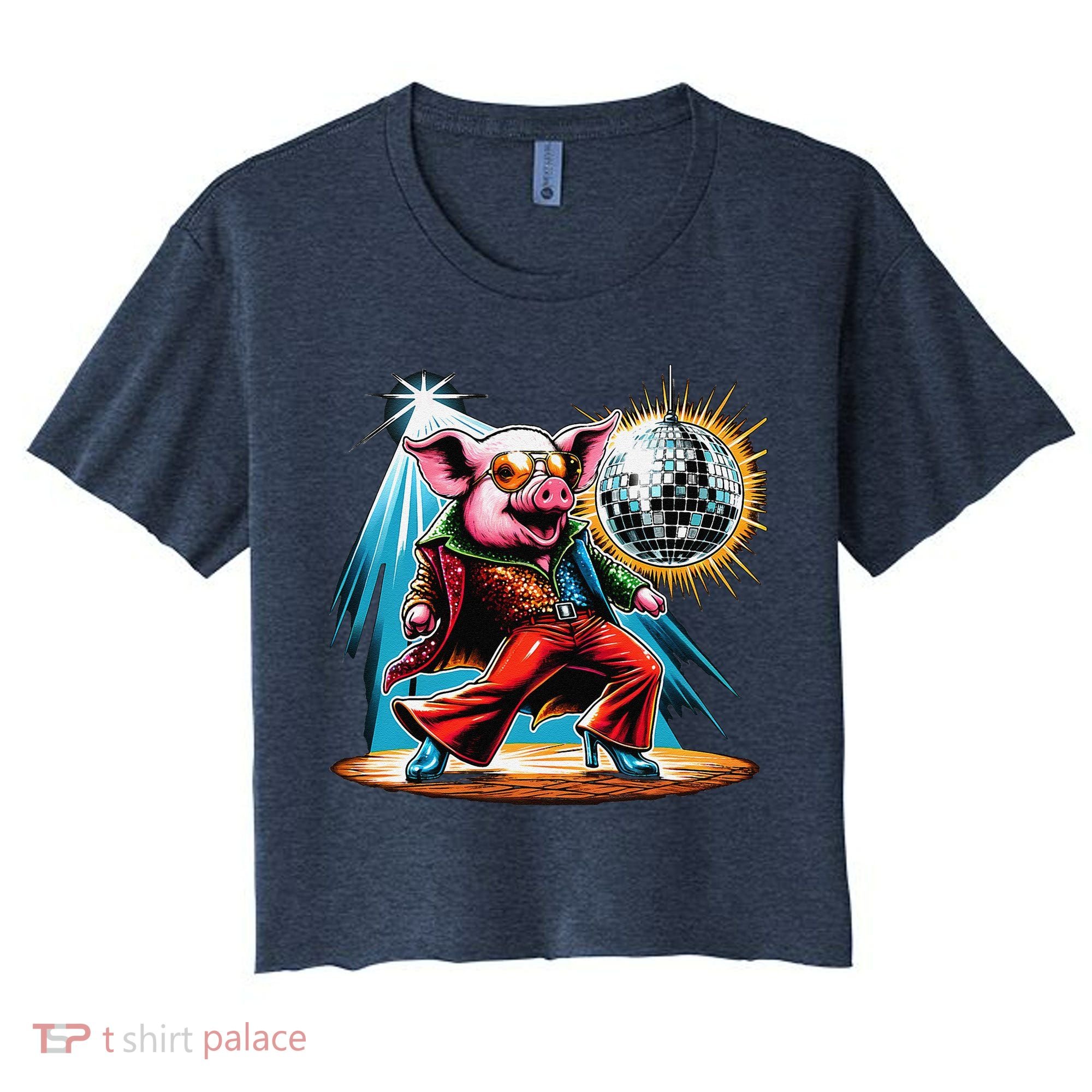 Dancer Pig Dancing Disco Women's Crop Top Tee