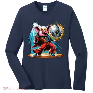 Dancer Pig Dancing Disco Women's Long Sleeve Shirt
