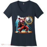Dancer Pig Dancing Disco Women's V-Neck T-Shirt thumb 0