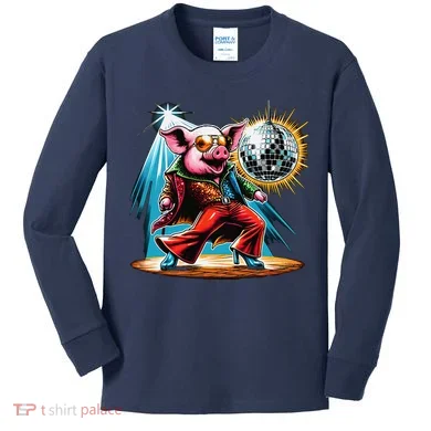 Dancer Pig Dancing Disco Kids Long Sleeve Shirt