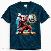 Dancer Pig Dancing Disco Kids Tie-Dye T-Shirt thumb 0
