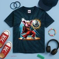 Dancer Pig Dancing Disco Kids Tie-Dye T-Shirt thumb 2
