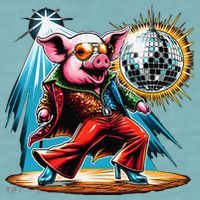 Dancer Pig Dancing Disco Sueded Cloud Jersey T-Shirt thumb 2