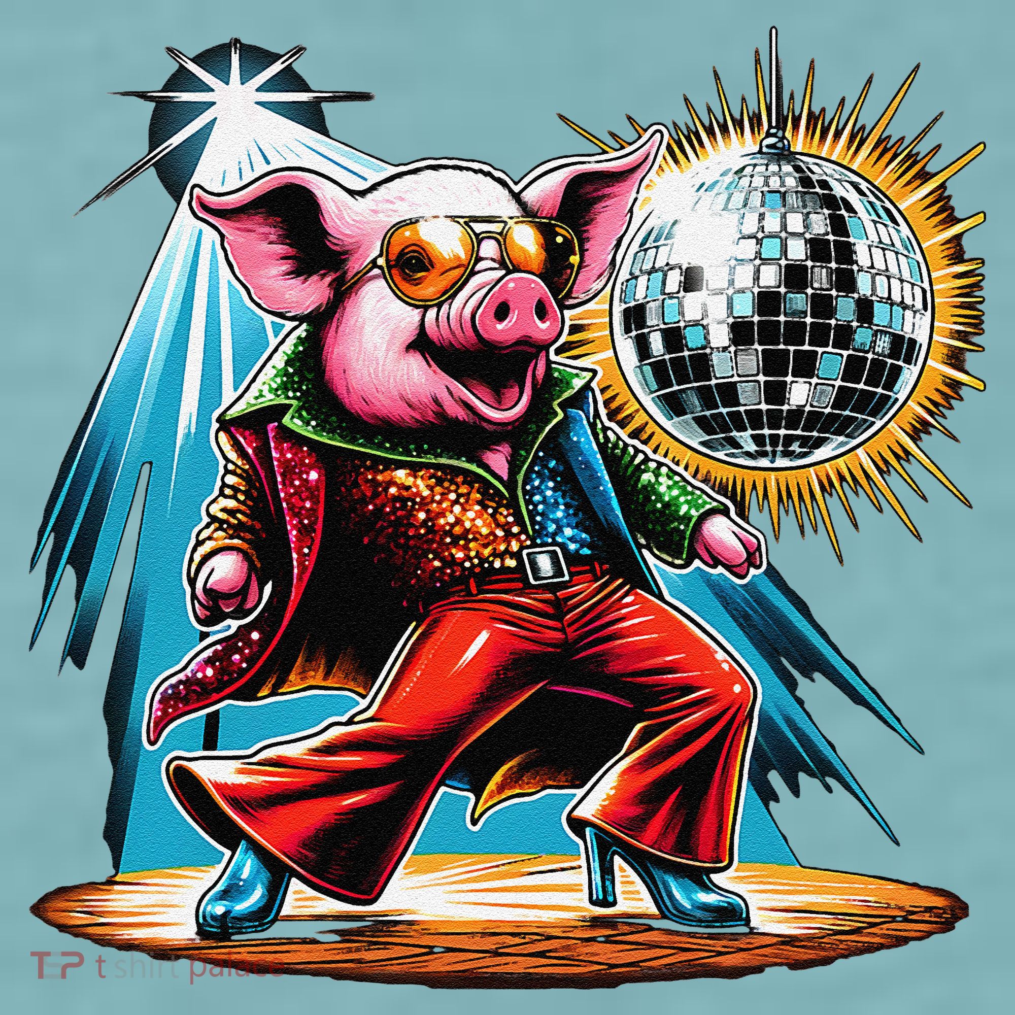 Dancer Pig Dancing Disco Sueded Cloud Jersey T-Shirt
