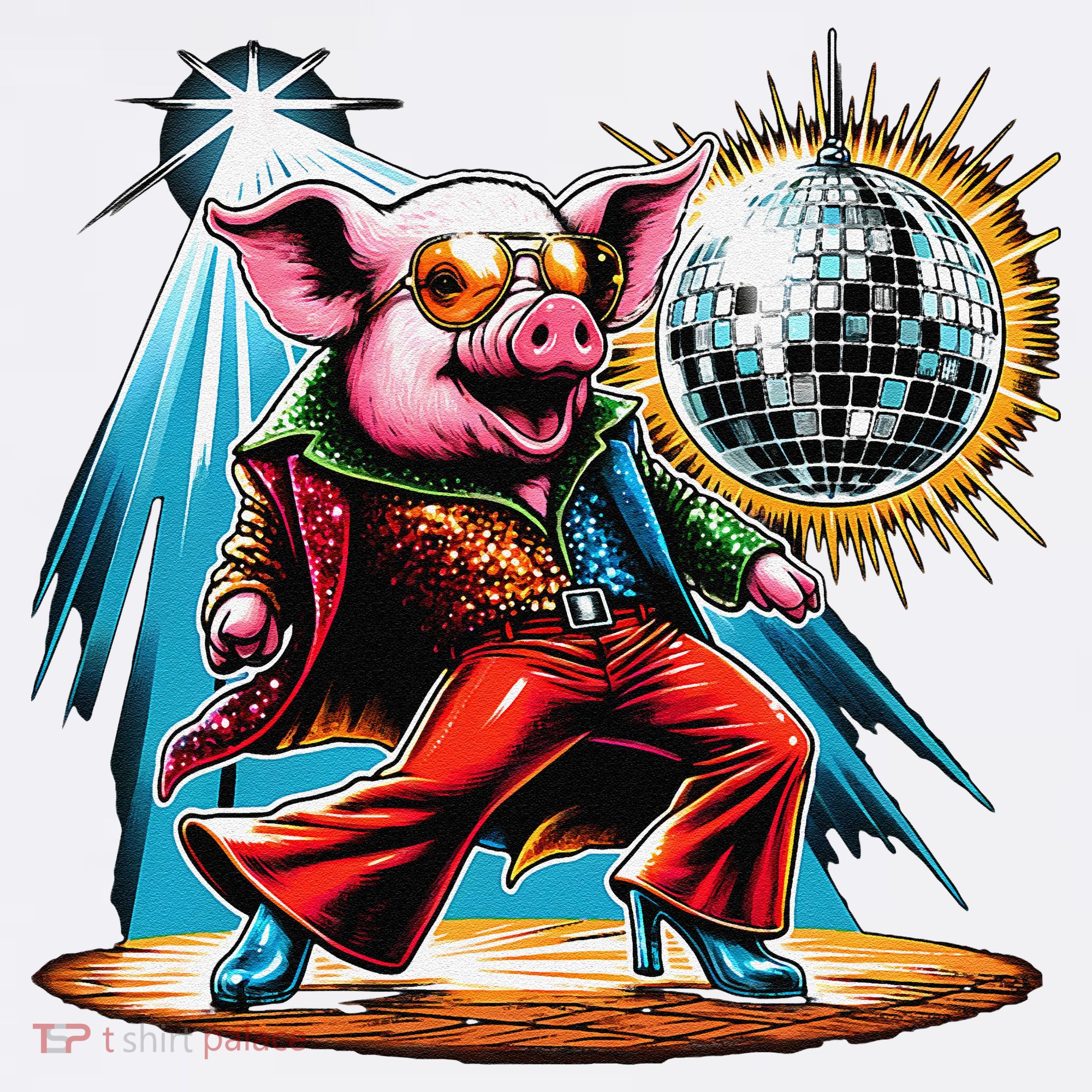 Dancer Pig Dancing Disco Garment-Dyed Sweatshirt
