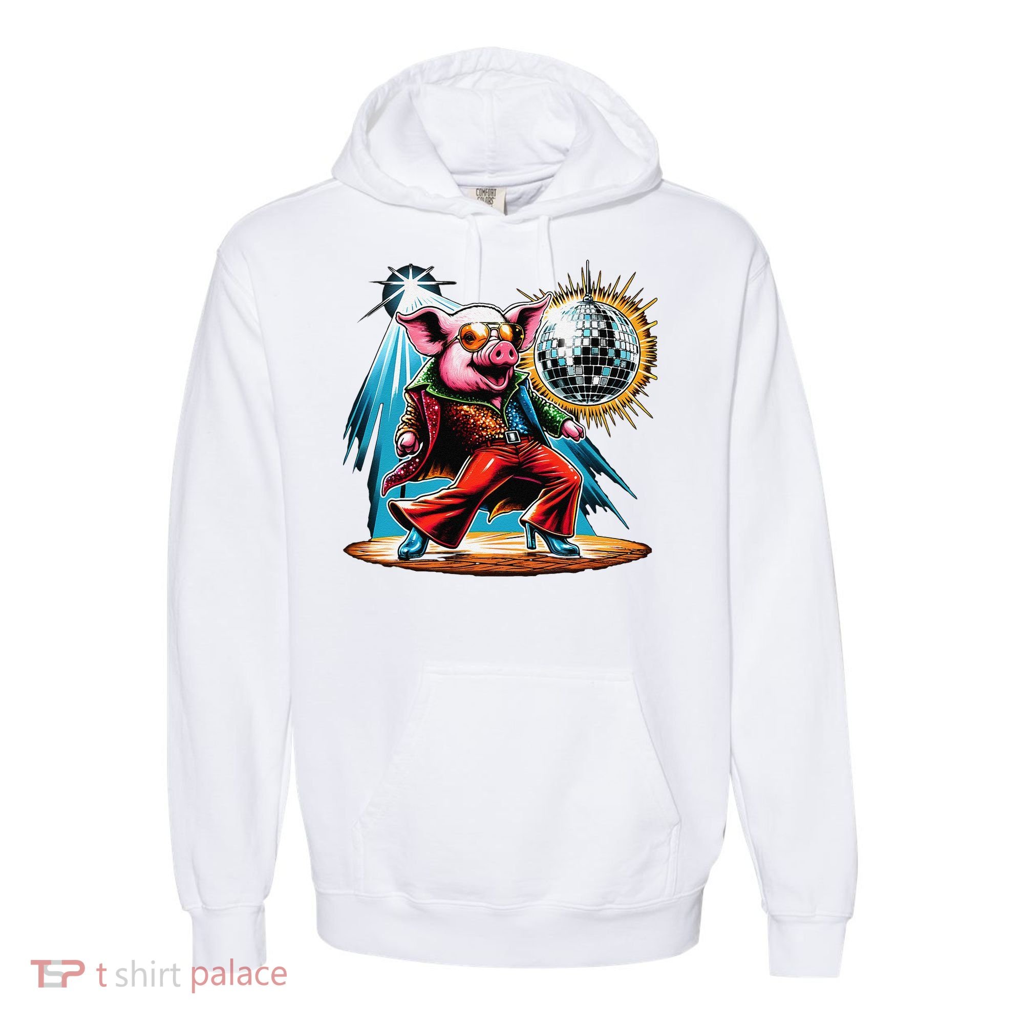 Dancer Pig Dancing Disco Comfort Colors Garment-Dyed Hooded Sweatshirt