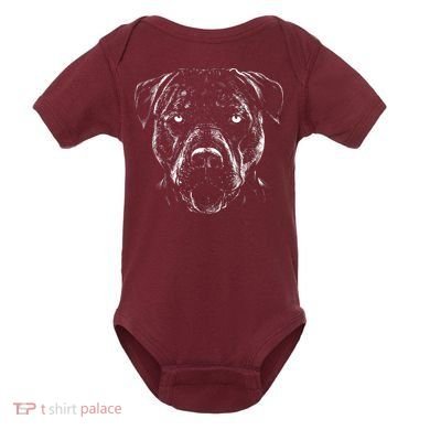 Detailed Pitbull Dog Baby Bodysuit