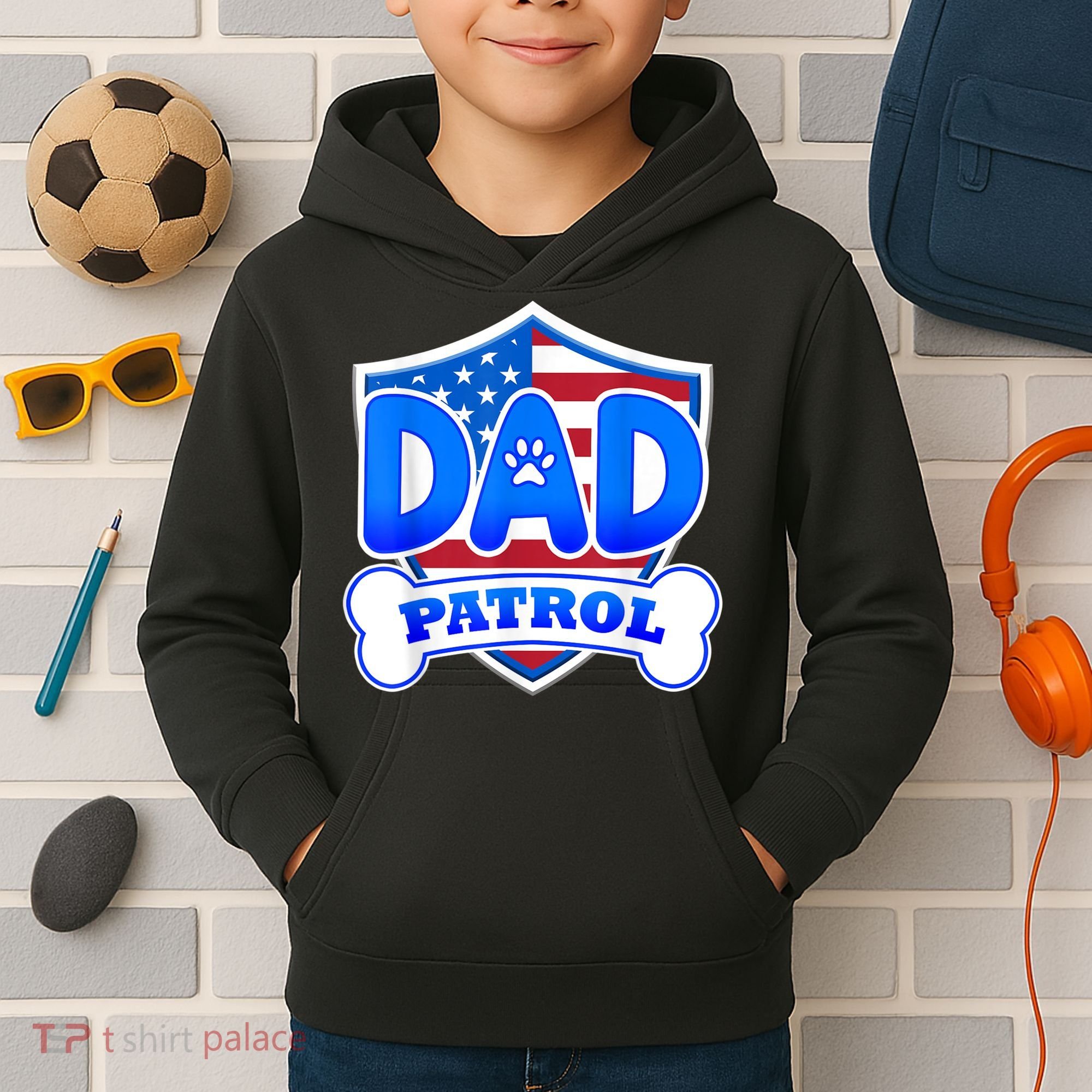 Dad Patrol Dog Kids Hoodie