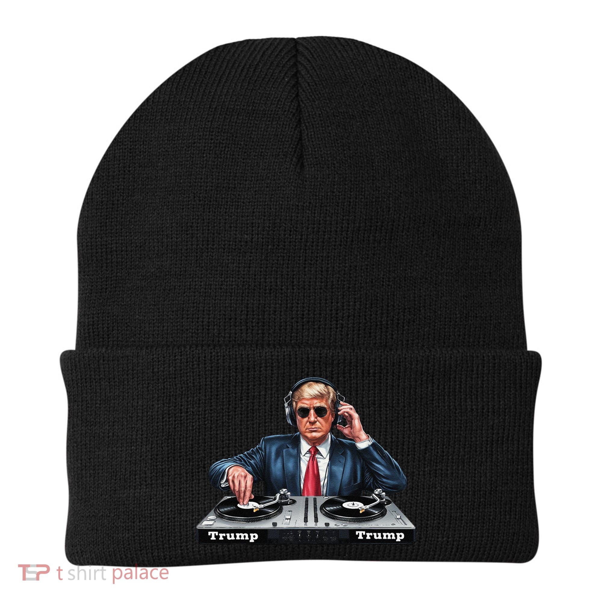 Dj President Donald Trump Funny Music Mixer Turntable Joke Beanie