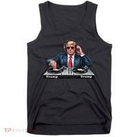 Dj President Donald Trump Funny Music Mixer Turntable Joke Tank Top thumb 0