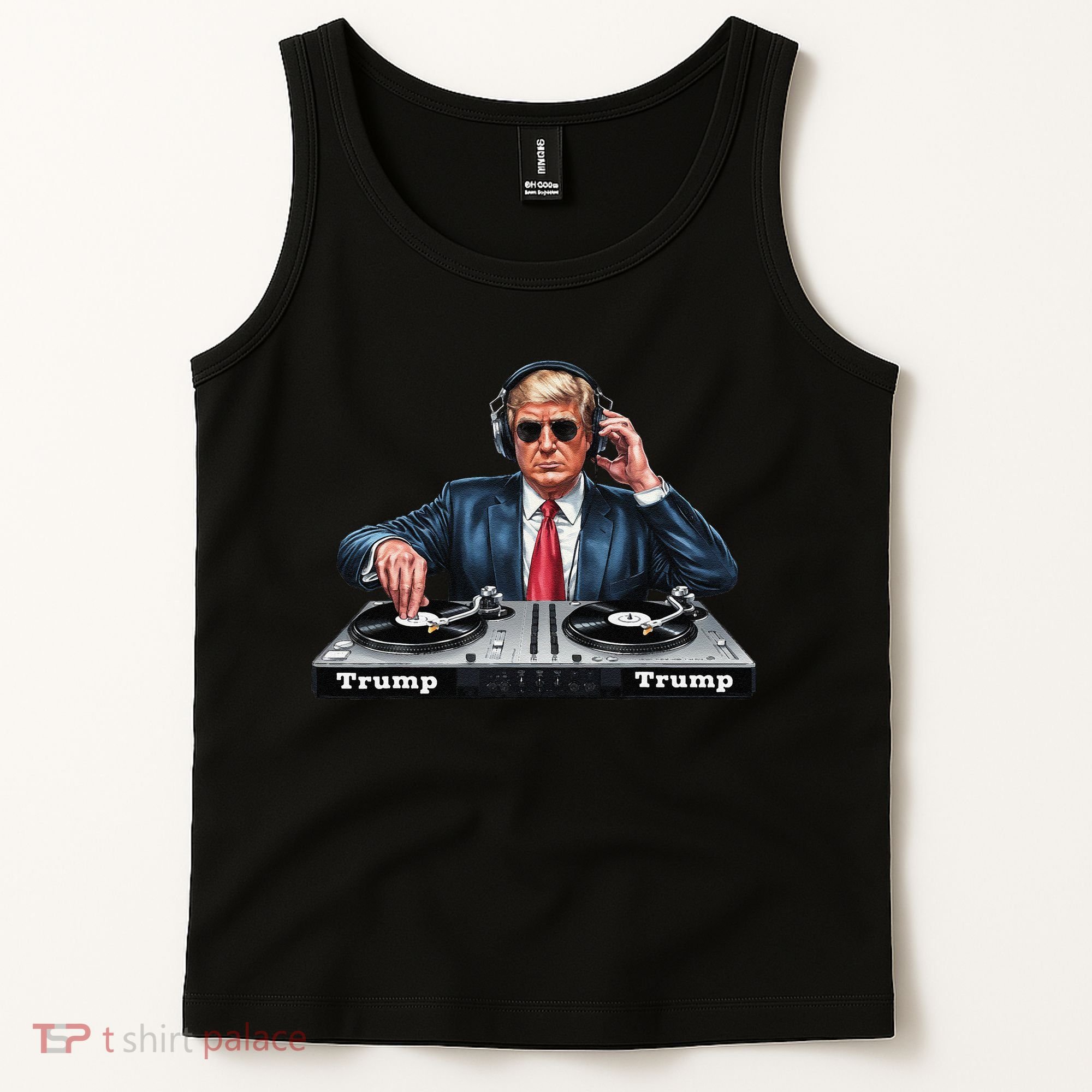 Dj President Donald Trump Funny Music Mixer Turntable Joke Tank Top