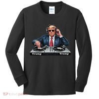 Dj President Donald Trump Funny Music Mixer Turntable Joke Kids Long Sleeve Shirt thumb 0