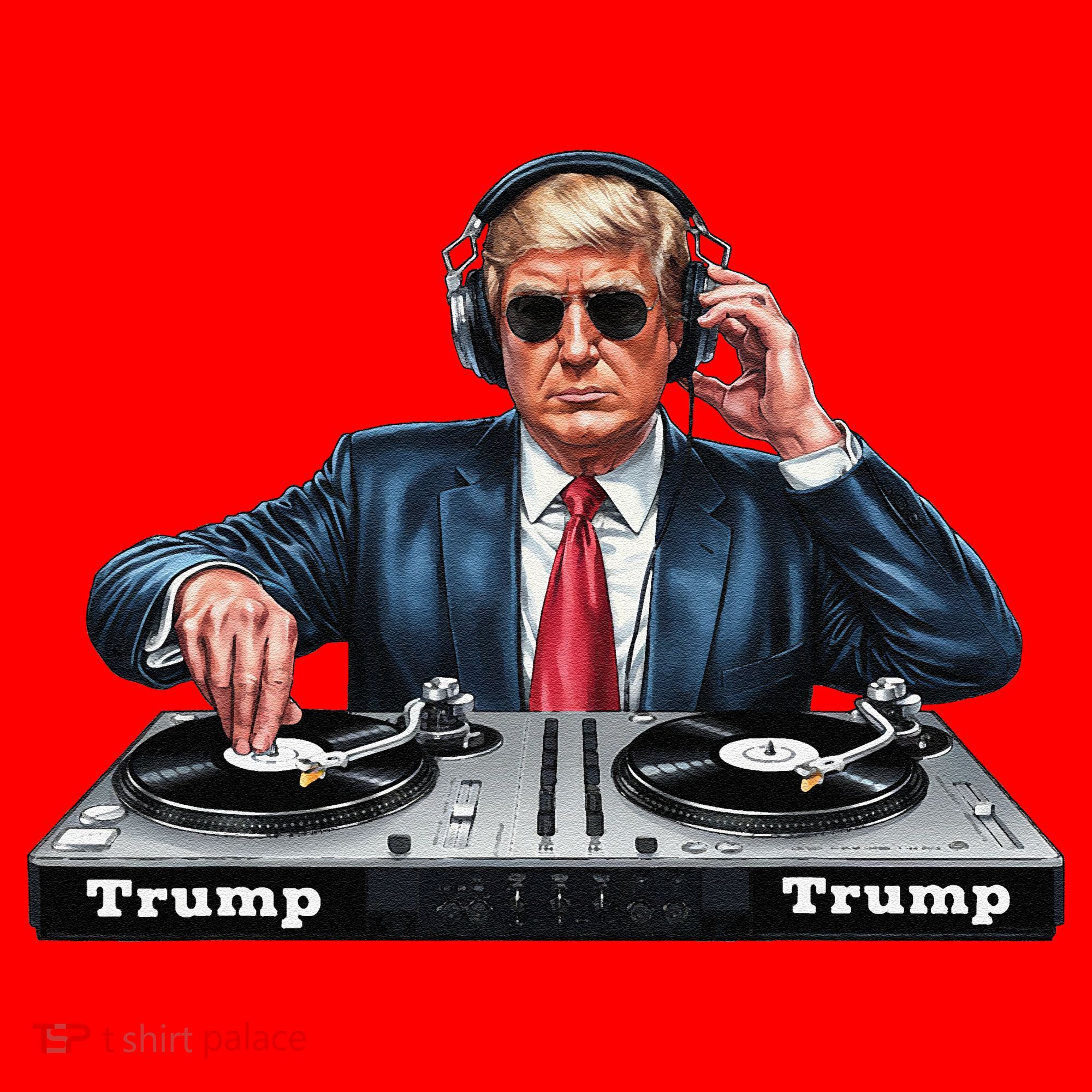 Dj President Donald Trump Funny Music Mixer Turntable Joke Santa Hat