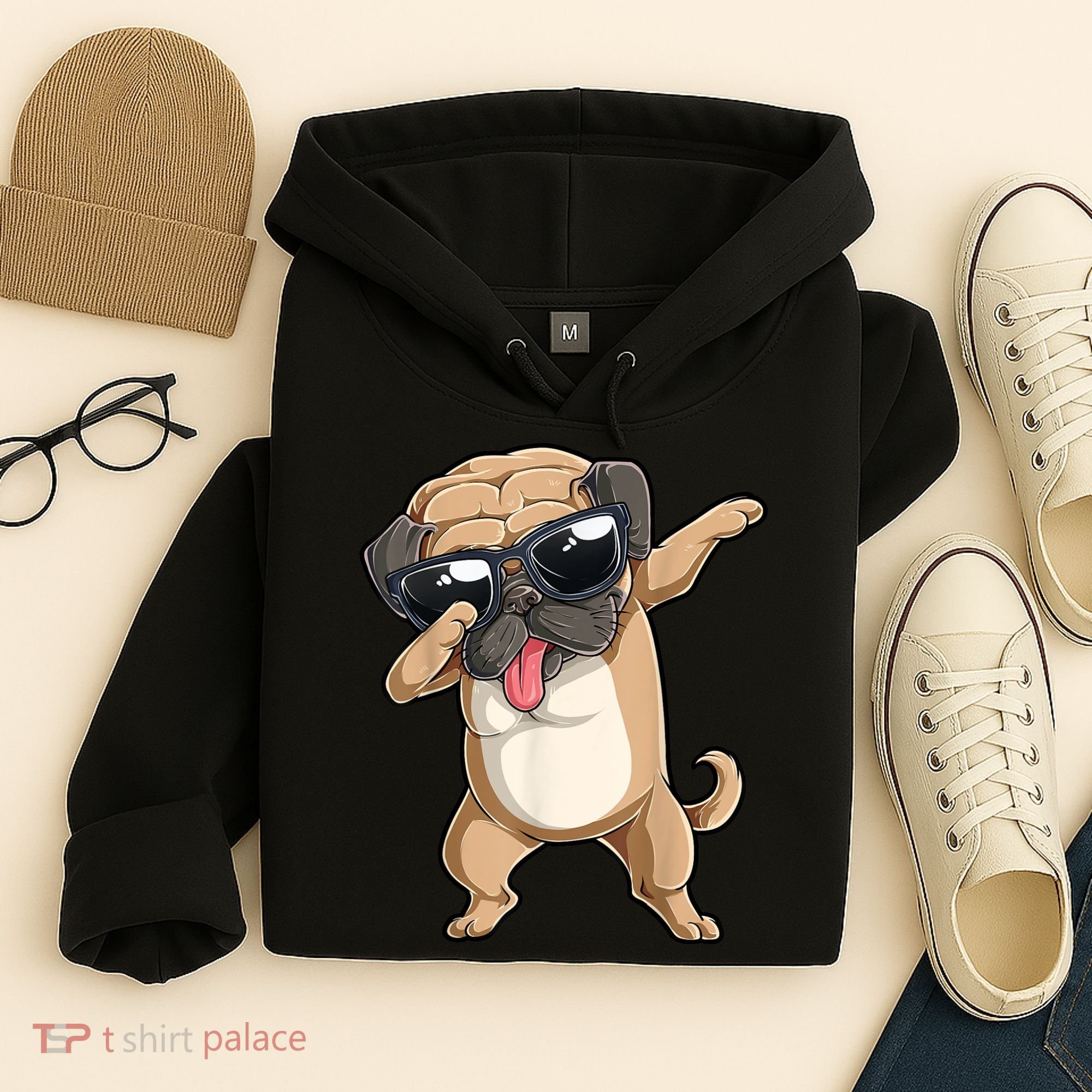 Dabbing Pug Dog Lover Kids Boys Girls Dab Dance Hoodie