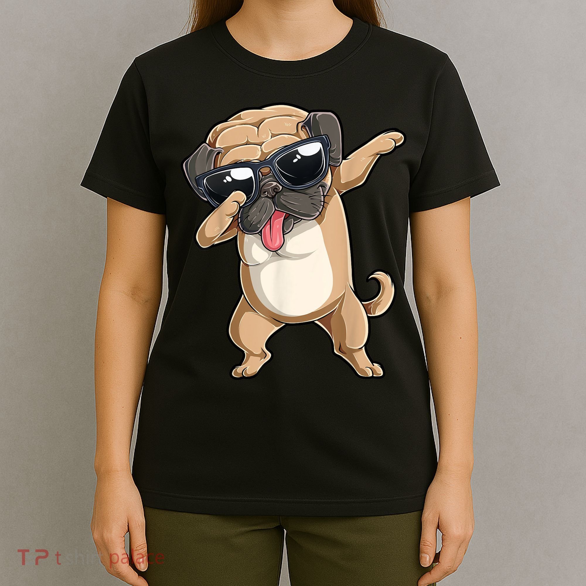 Dabbing Pug Dog Lover Kids Boys Girls Dab Dance T-Shirt