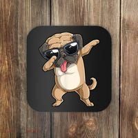 Dabbing Pug Dog Lover Kids Boys Girls Dab Dance Coaster thumb 0