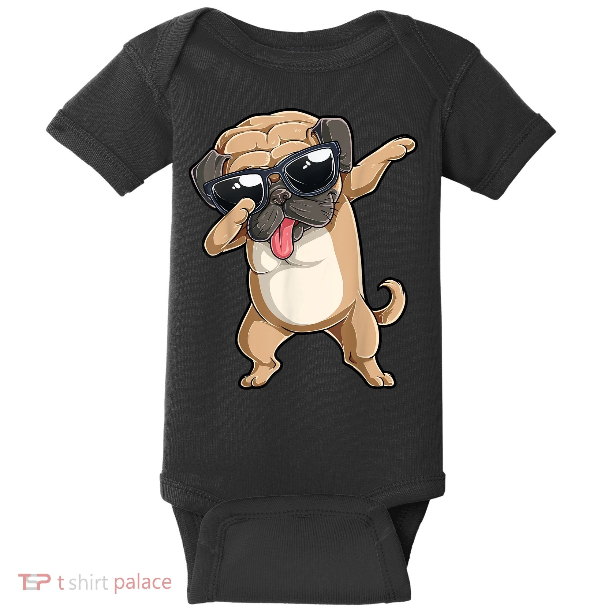 Dabbing Pug Dog Lover Kids Boys Girls Dab Dance Baby Bodysuit