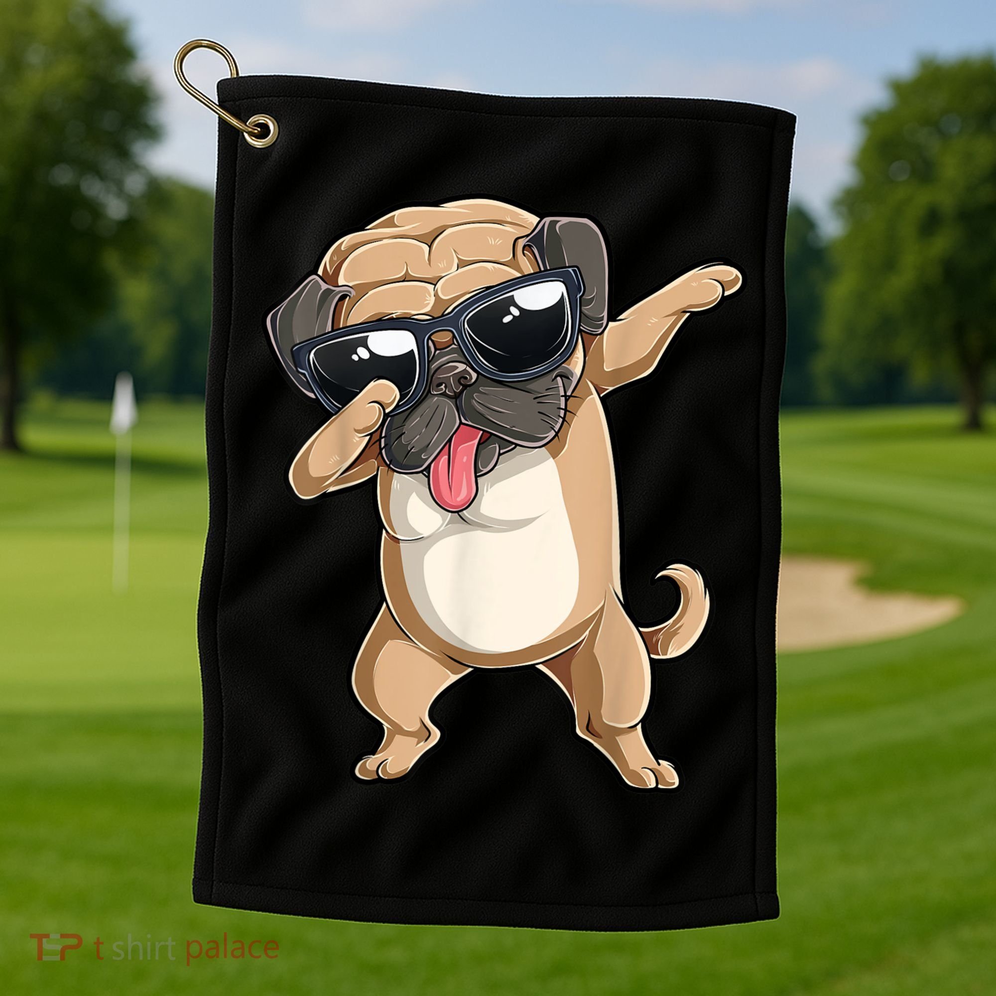 Dabbing Pug Dog Lover Kids Boys Girls Dab Dance Golf Towel