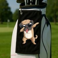 Dabbing Pug Dog Lover Kids Boys Girls Dab Dance Golf Towel thumb 2