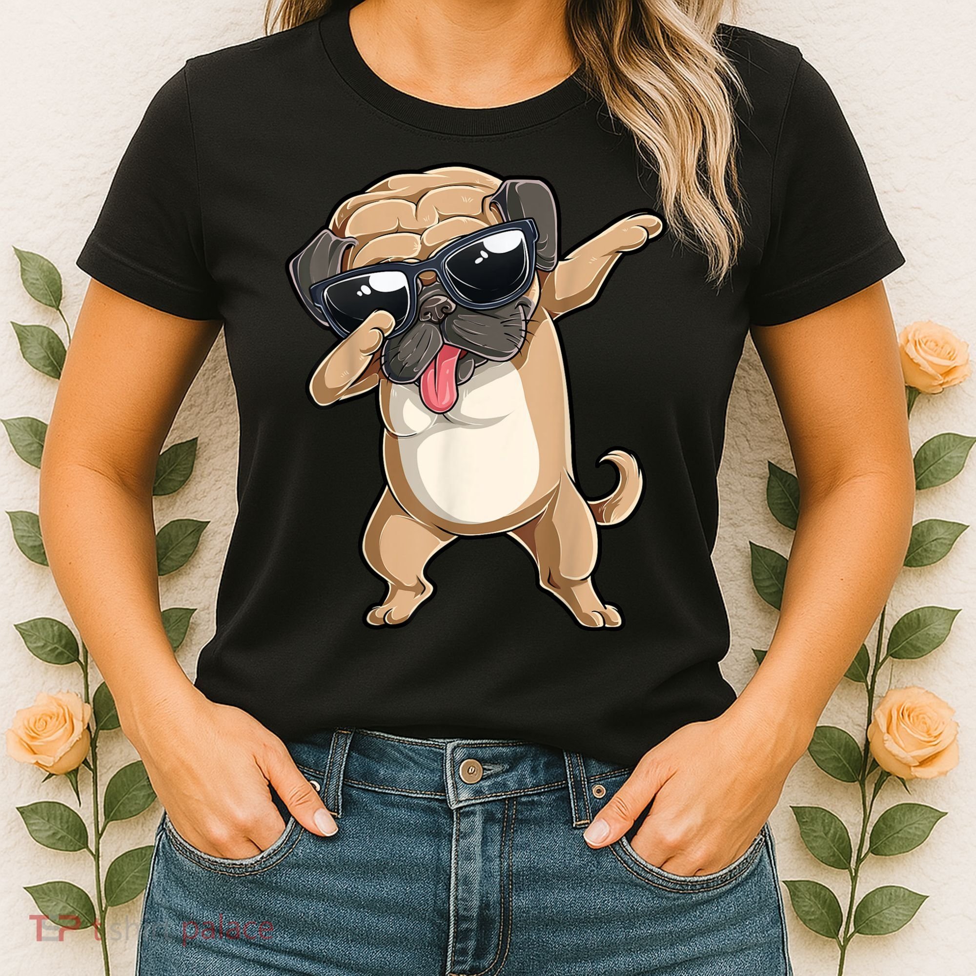 Dabbing Pug Dog Lover Kids Boys Girls Dab Dance Women's T-Shirt