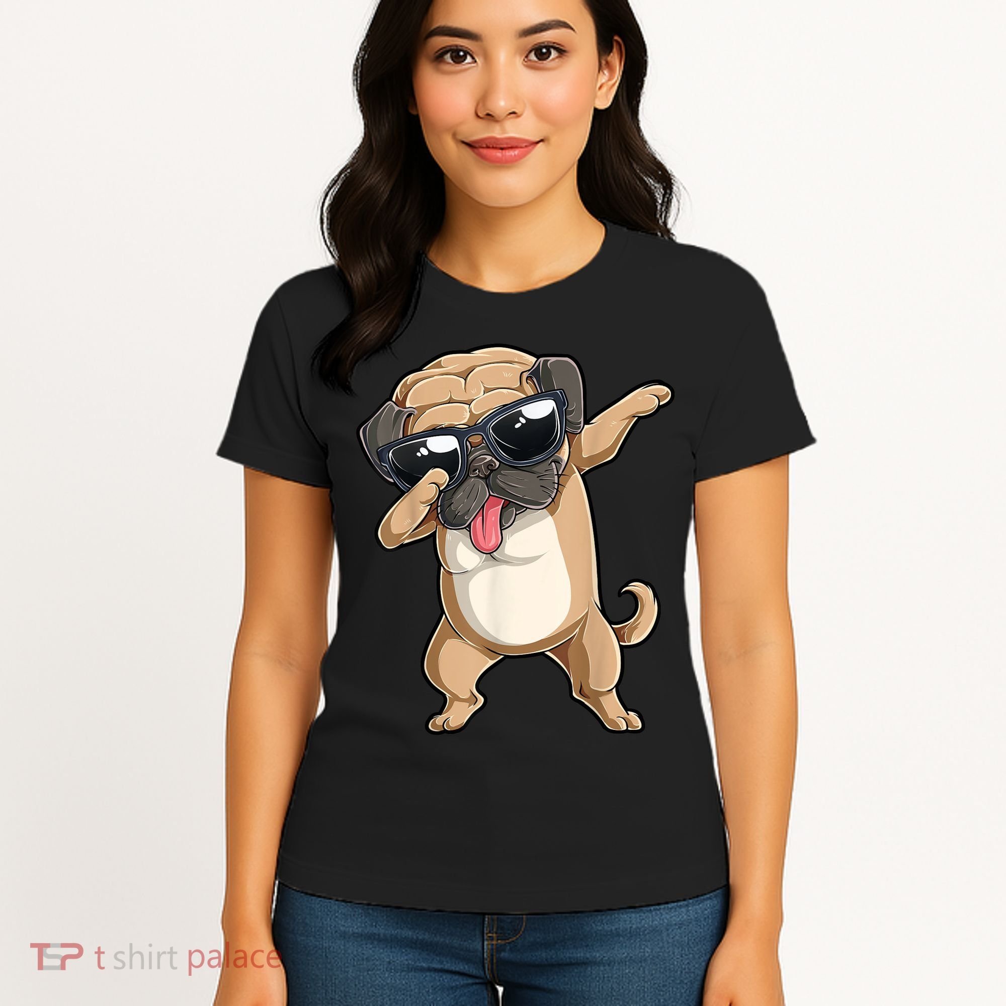 Dabbing Pug Dog Lover Kids Boys Girls Dab Dance Women's T-Shirt