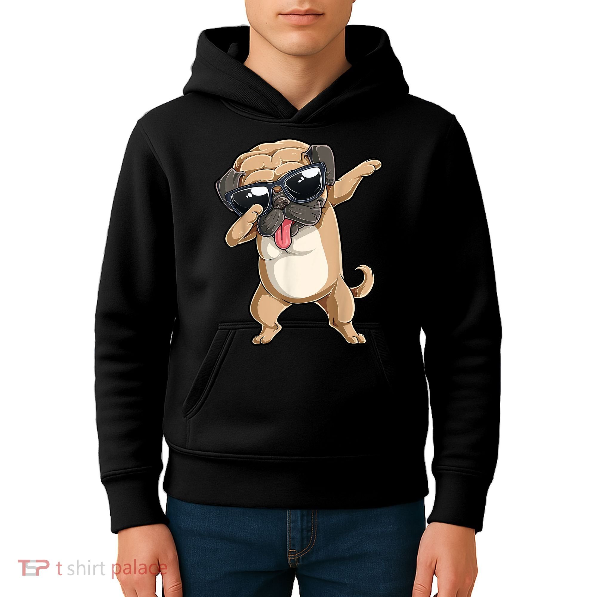 Dabbing Pug Dog Lover Kids Boys Girls Dab Dance Kids Hoodie