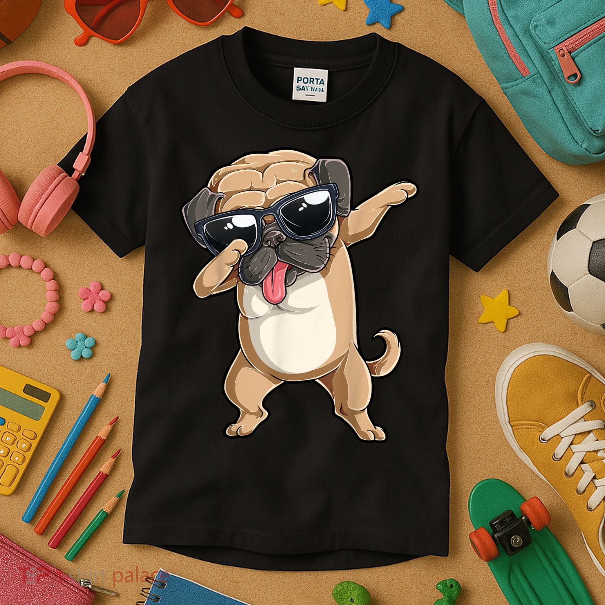 Dabbing Pug Dog Lover Kids Boys Girls Dab Dance Kids T-Shirt
