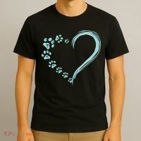 Dog Puppy Dogs Paw Print Heart Dog Mom Cute Gift T-Shirt thumb 3