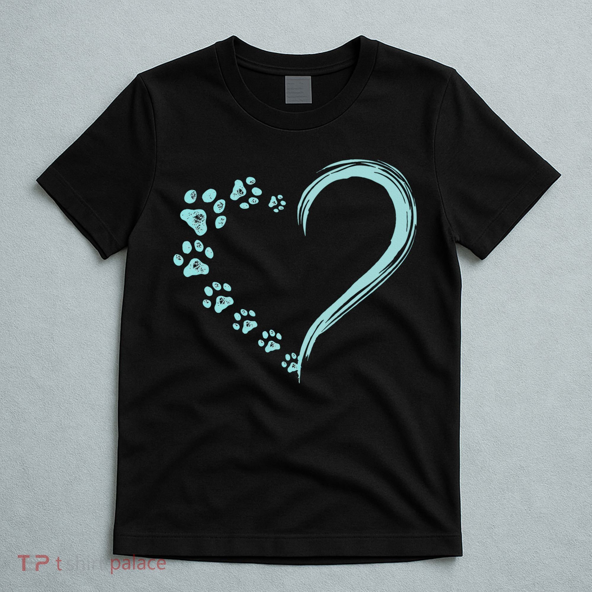 Dog Puppy Dogs Paw Print Heart Dog Mom Cute Gift T-Shirt