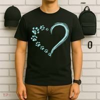Dog Puppy Dogs Paw Print Heart Dog Mom Cute Gift T-Shirt thumb 6