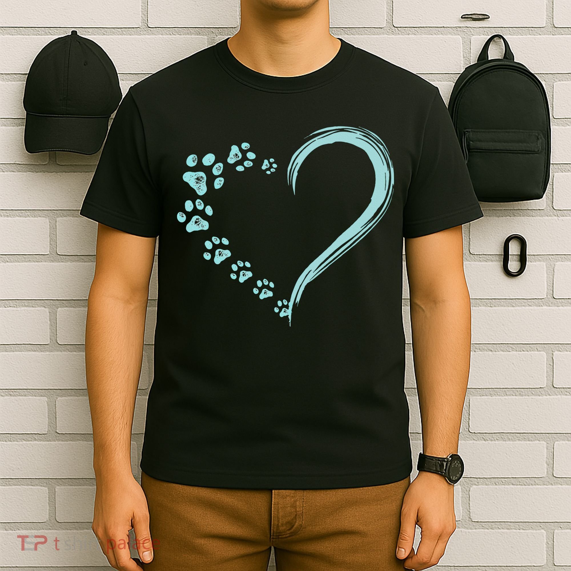 Dog Puppy Dogs Paw Print Heart Dog Mom Cute Gift T-Shirt