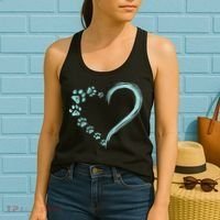 Dog Puppy Dogs Paw Print Heart Dog Mom Cute Gift Women's Tank Top thumb 2