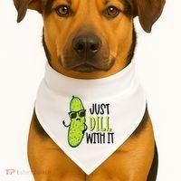 Dill Pickle Dill With It Deal With It USA-Made Doggie Bandana thumb 1