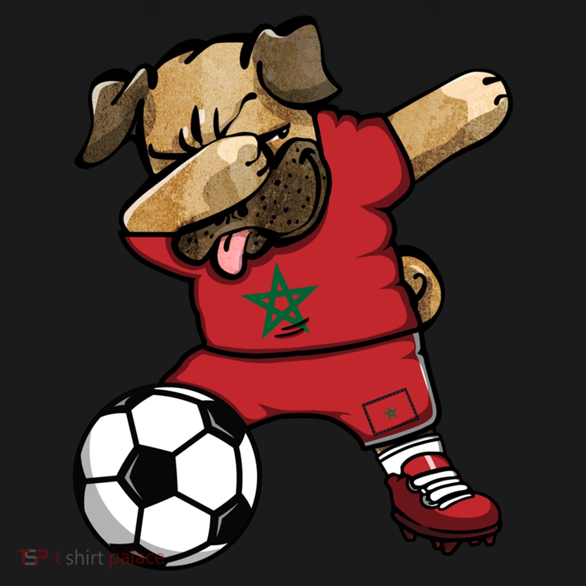 Dabbing Pug Dog Morocco Soccer Fans Jersey Moroccan Football Cool Gift Women's Hoodie