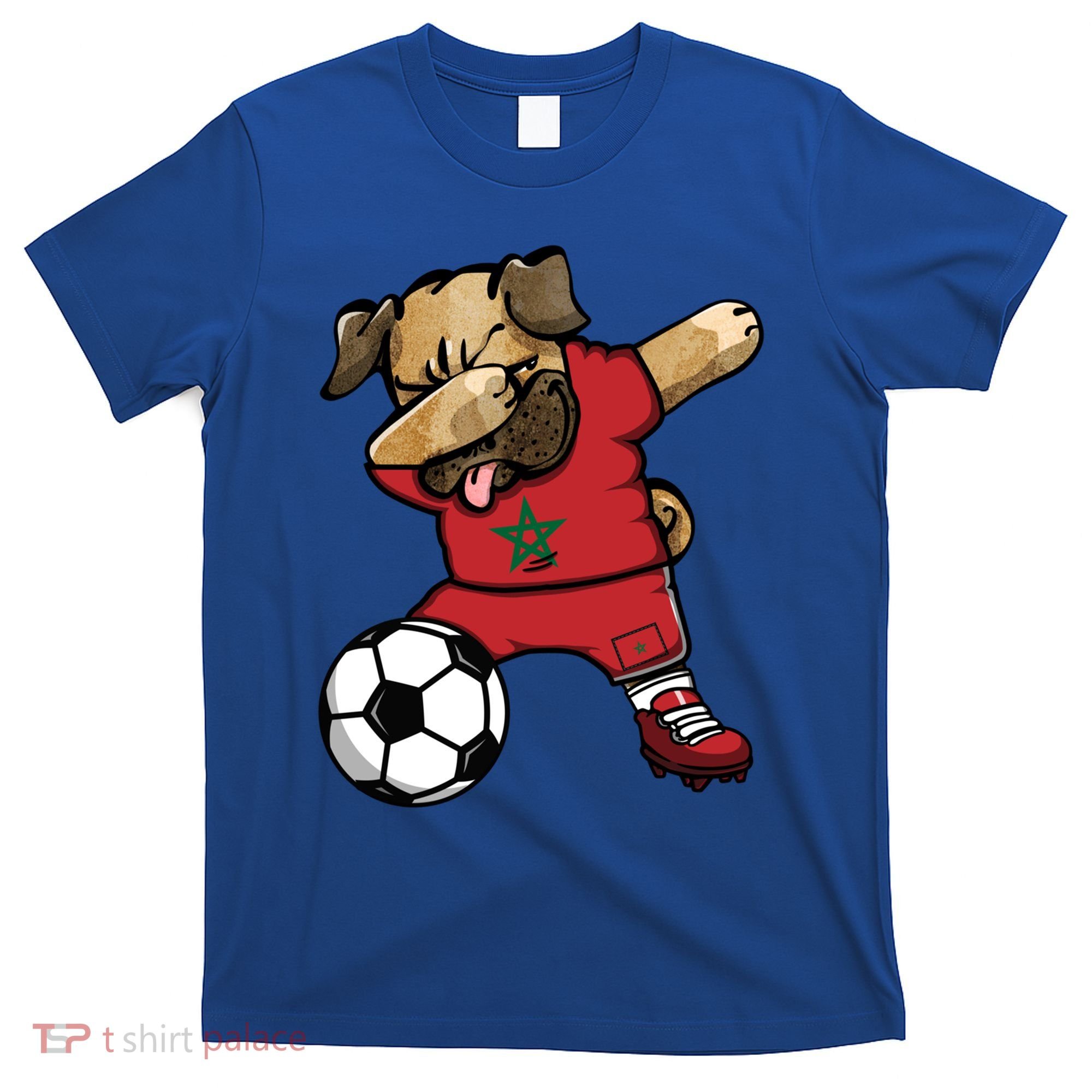 Dabbing Pug Dog Morocco Soccer Fans Jersey Moroccan Football Cool Gift T-Shirt