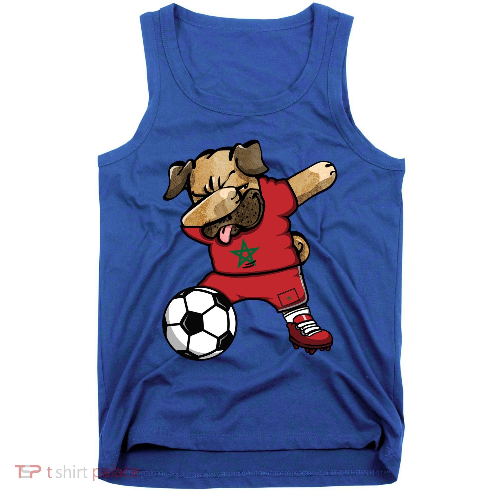 Dabbing Pug Dog Morocco Soccer Fans Jersey Moroccan Football Cool Gift Tank Top