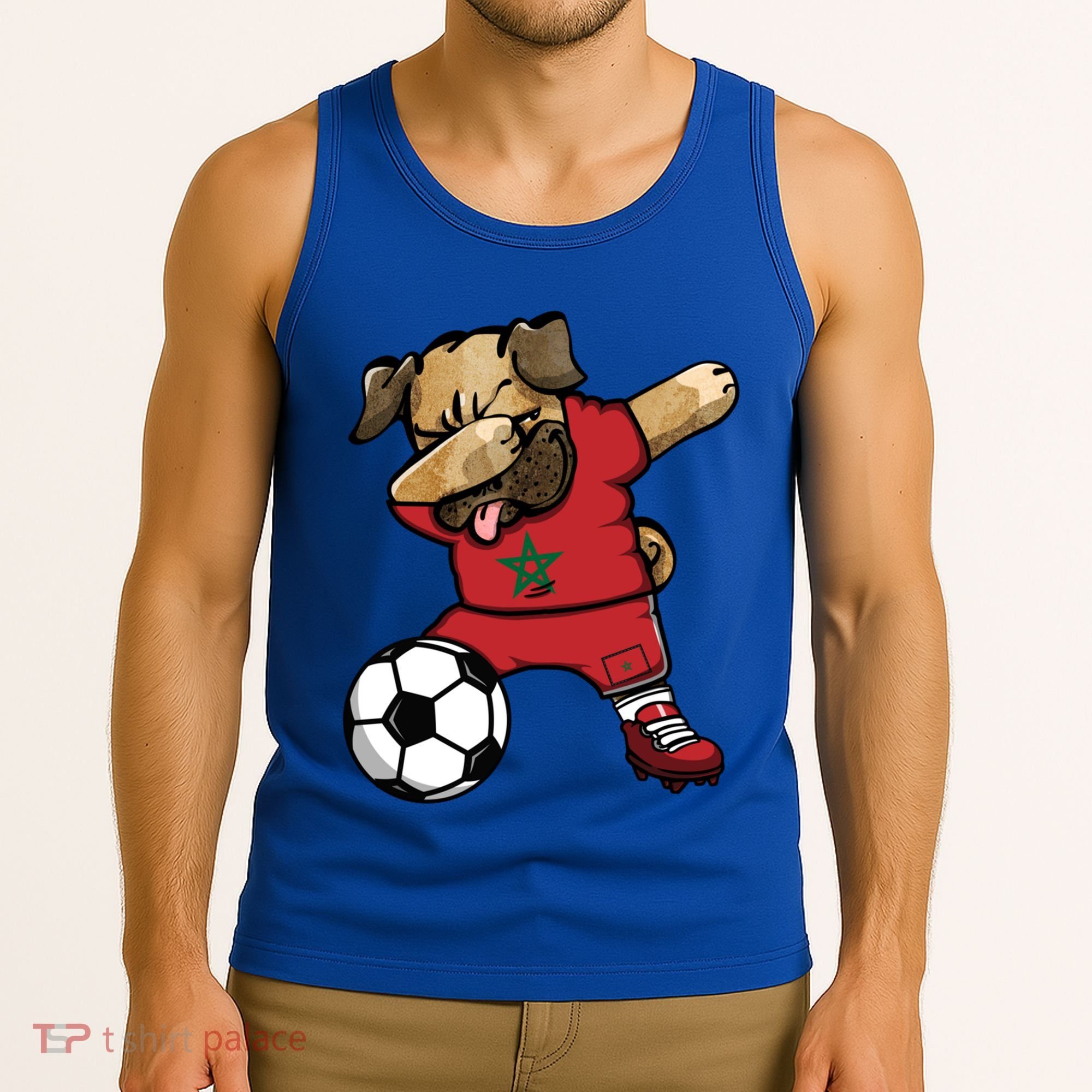 Dabbing Pug Dog Morocco Soccer Fans Jersey Moroccan Football Cool Gift Tank Top