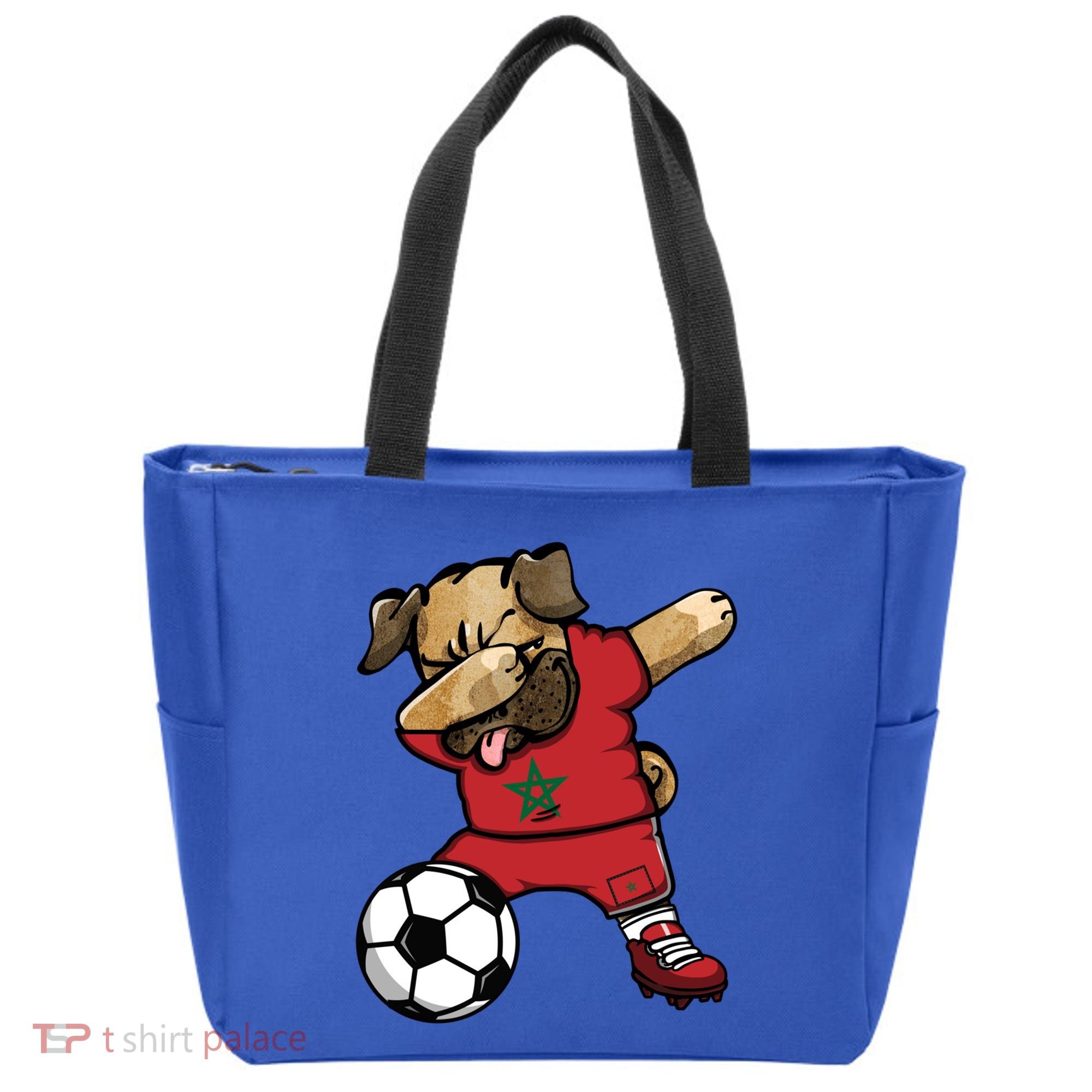 Dabbing Pug Dog Morocco Soccer Fans Jersey Moroccan Football Cool Gift Tote Bag