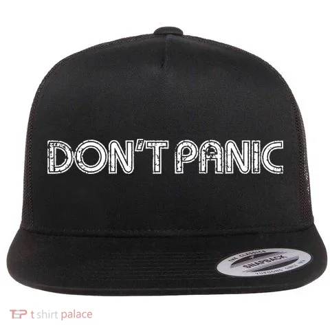 Dont Panic Flat Bill Trucker Hat in the selected color